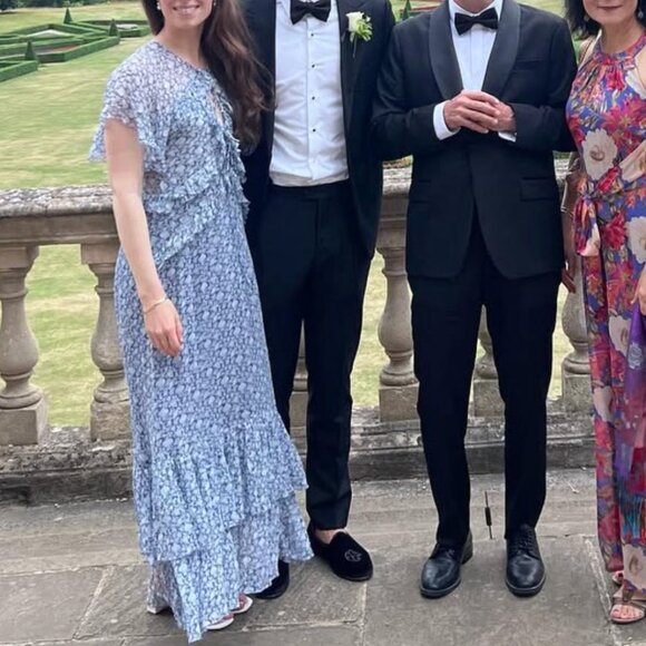 DÔEN Antoinette Floral Silk Maxi Dress, Blue Tea - Size M - Picture 5 of 7